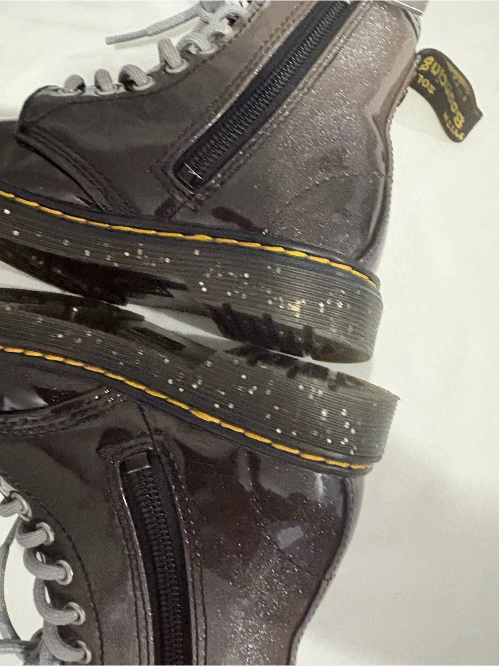 Dr. Martens Toddler Girl Black and Silver Boots Size 11 Pre Owned